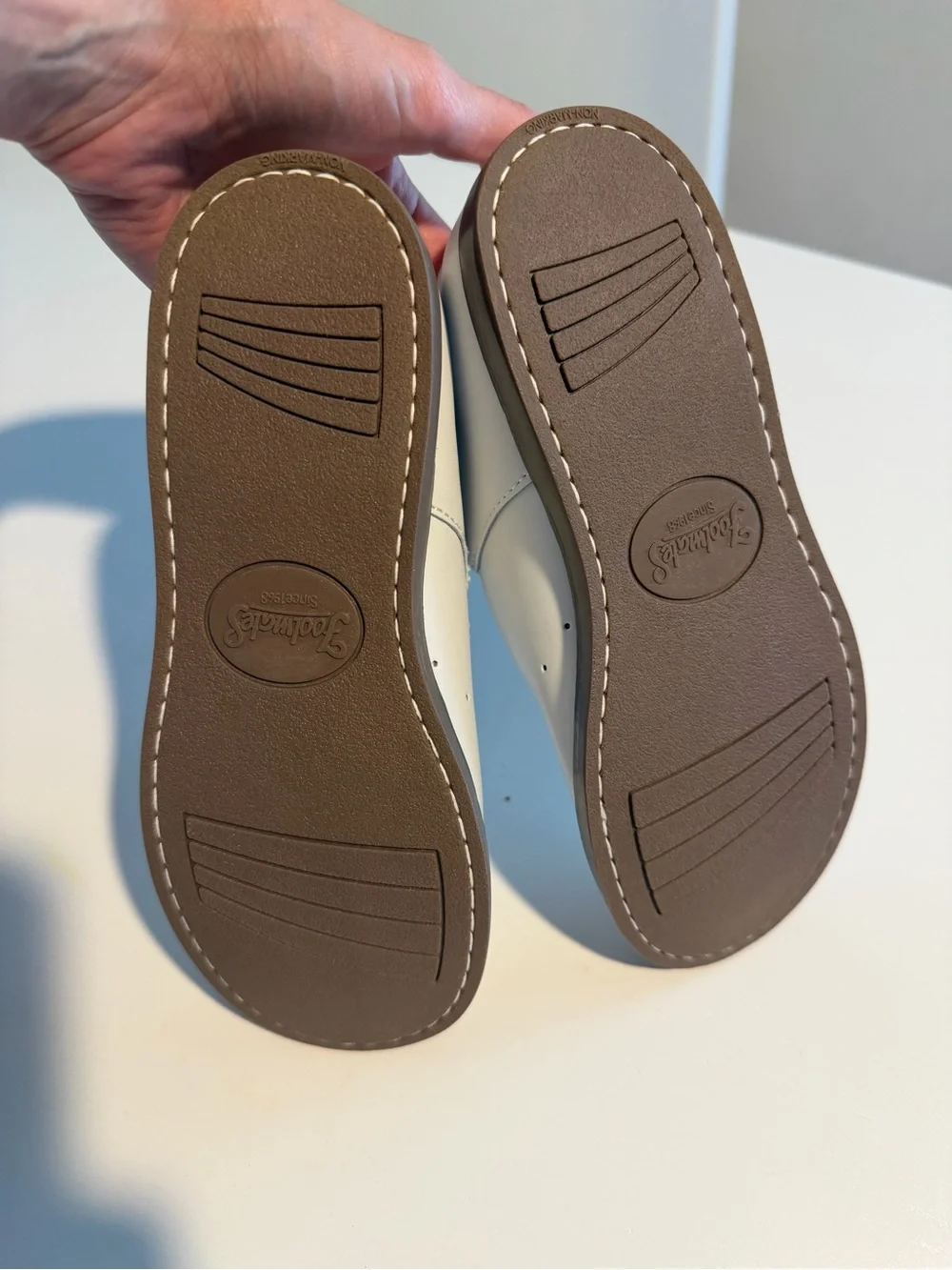 Brand New without box, Girls FootMates White Mary Jane with Gold Buckle Y1